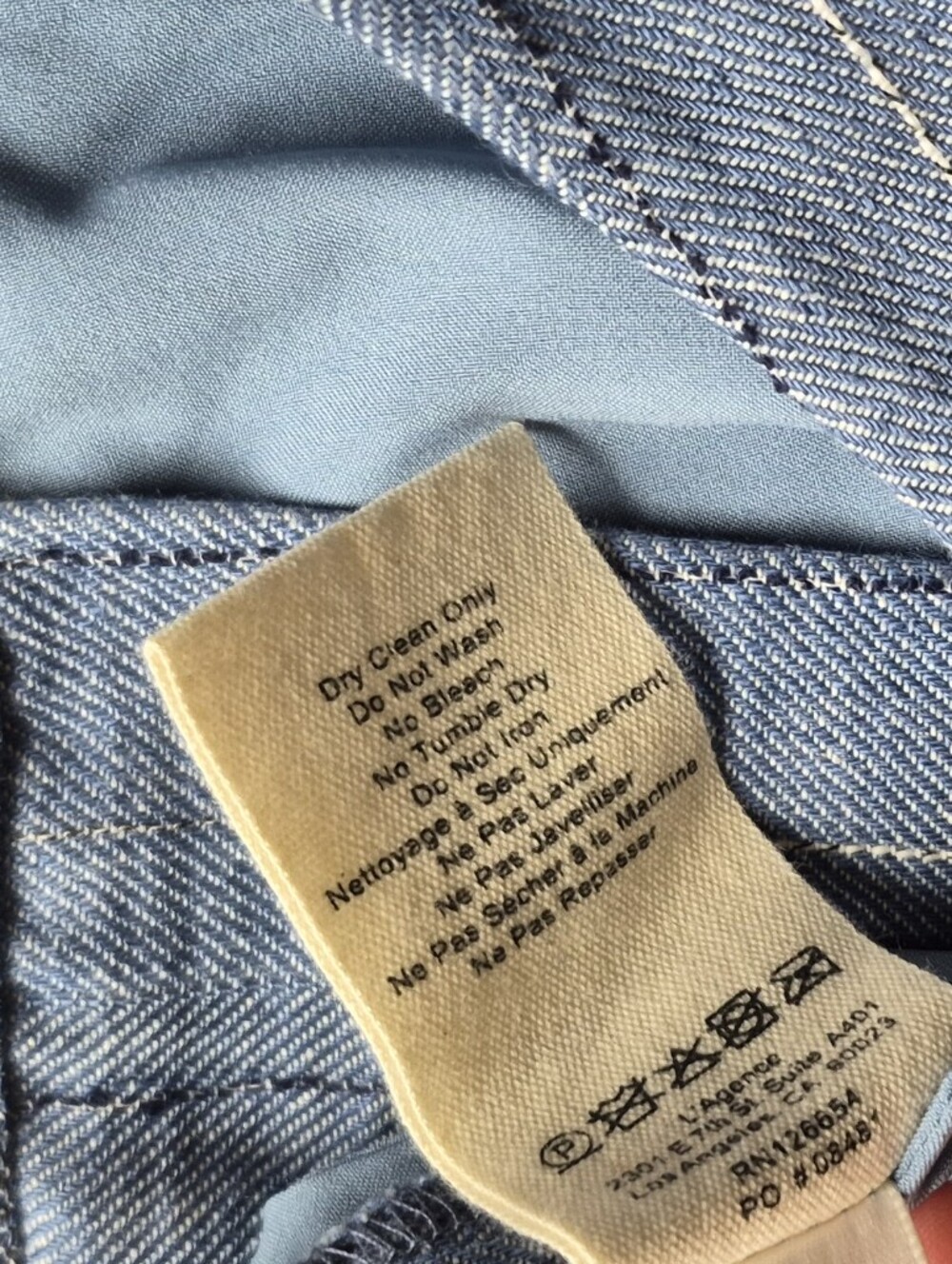 L' Agence Livvy Pinstripe Straight Wide Leg Trousers Blue Pants Womens Sz 8 $450 - Picture 14 of 15
